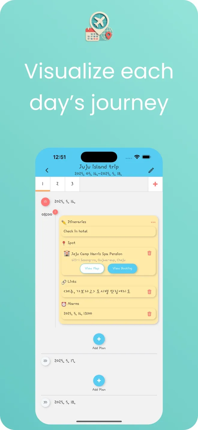 Itinerary screen